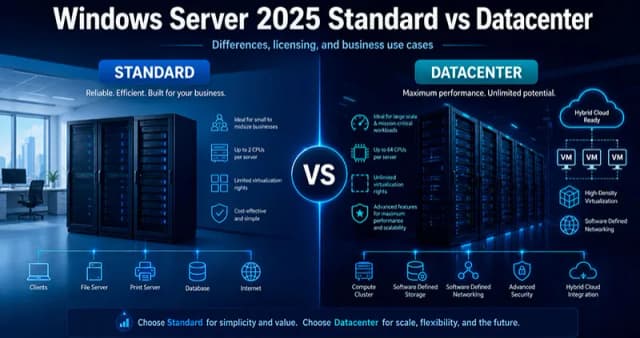 Obrazek do wiadomości Windows Server 2025 Standard i Datacenter: różnice i licencjonowanie